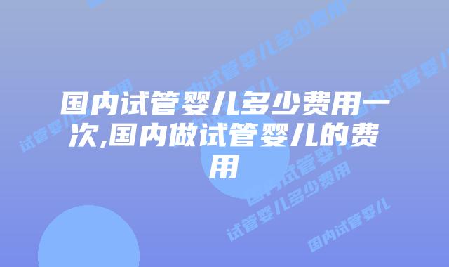 国内试管婴儿多少费用一次,国内做试管婴儿的费用