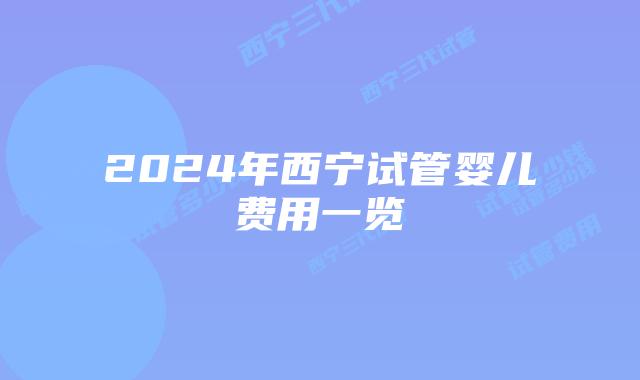 2024年西宁试管婴儿费用一览