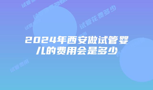 2024年西安做试管婴儿的费用会是多少