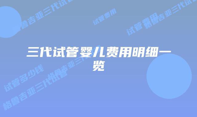 三代试管婴儿费用明细一览