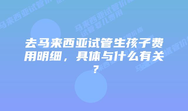 去马来西亚试管生孩子费用明细,具体与什么有关?