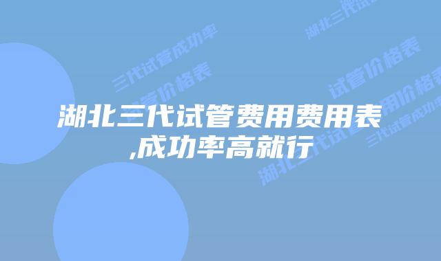 湖北三代试管费用费用表,成功率高就行