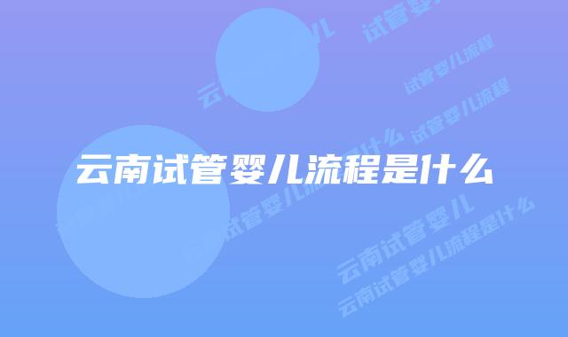云南试管婴儿流程是什么
