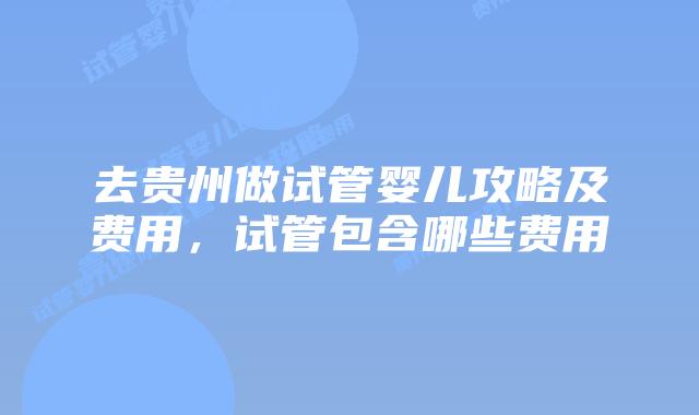 去贵州做试管婴儿攻略及费用,试管包含哪些费用