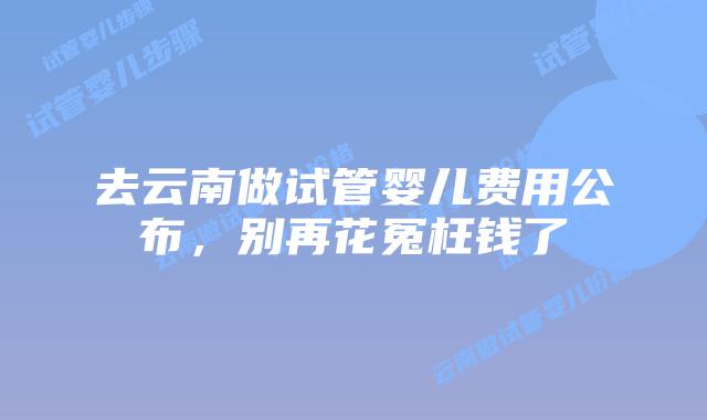 去云南做试管婴儿费用公布,别再花冤枉钱了