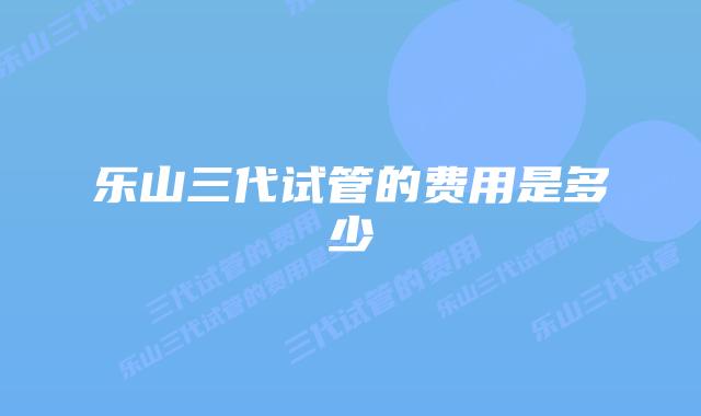 乐山三代试管的费用是多少