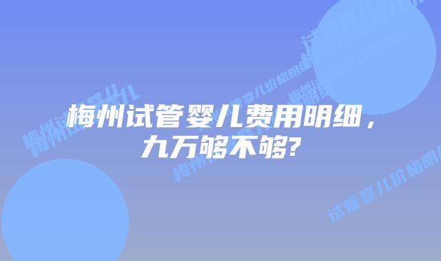 梅州试管婴儿费用明细，九万够不够?