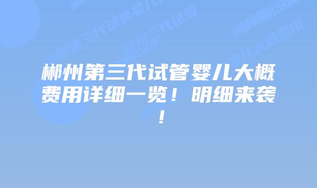 郴州第三代试管婴儿大概费用详细一览！明细来袭！