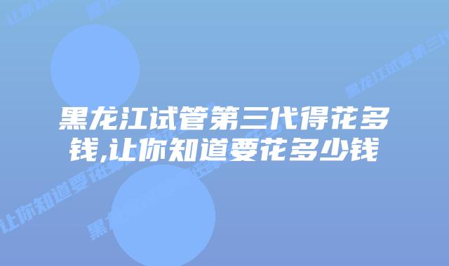 黑龙江试管第三代得花多钱,让你知道要花多少钱