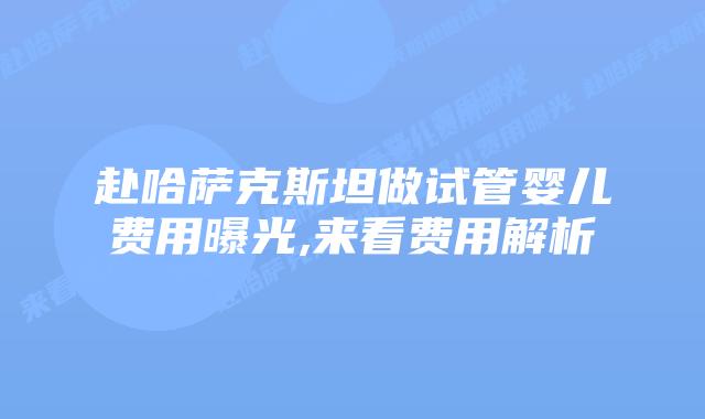 赴哈萨克斯坦做试管婴儿费用曝光,来看费用解析