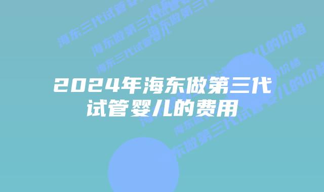2024年海东做第三代试管婴儿的费用