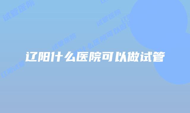 辽阳什么医院可以做试管