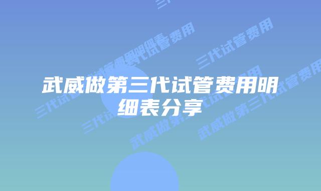 武威做第三代试管费用明细表分享