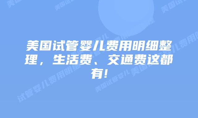 美国试管婴儿费用明细整理，生活费、交通费这都有!
