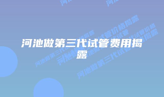 河池做第三代试管费用揭露