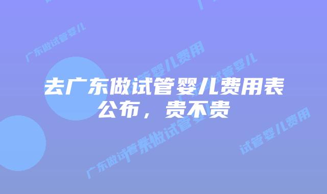 去广东做试管婴儿费用表公布,贵不贵