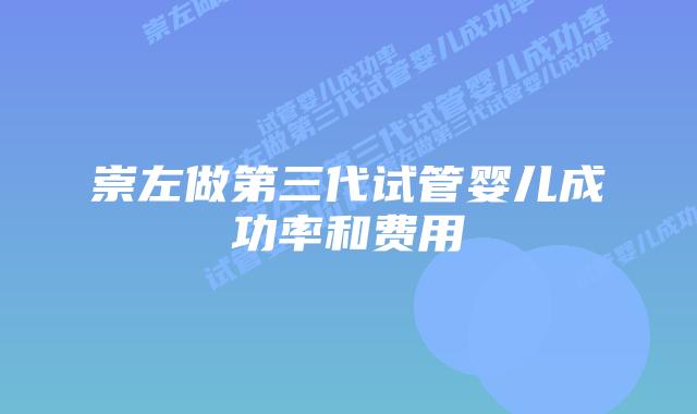 崇左做第三代试管婴儿成功率和费用