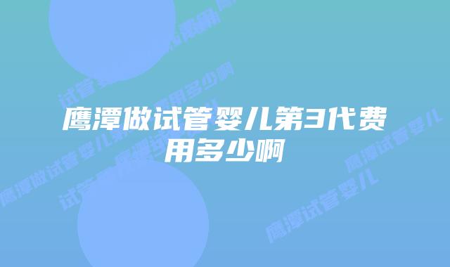鹰潭做试管婴儿第3代费用多少啊