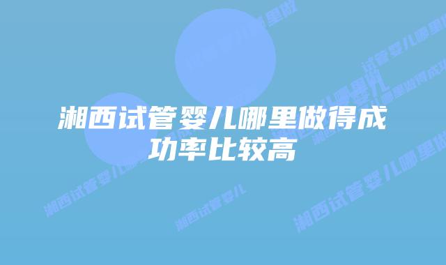 湘西试管婴儿哪里做得成功率比较高