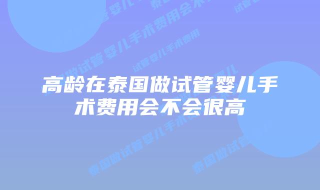 高龄在泰国做试管婴儿手术费用会不会很高
