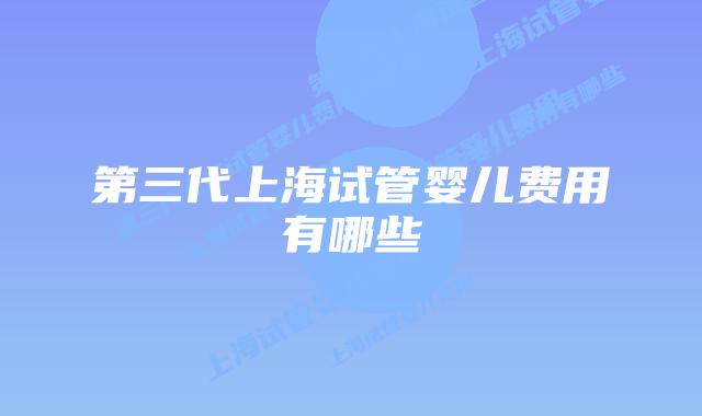 第三代上海试管婴儿费用有哪些