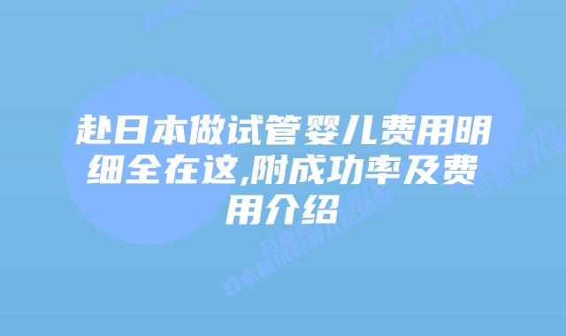 赴日本做试管婴儿费用明细全在这,附成功率及费用介绍