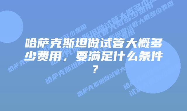 哈萨克斯坦做试管大概多少费用,要满足什么条件?