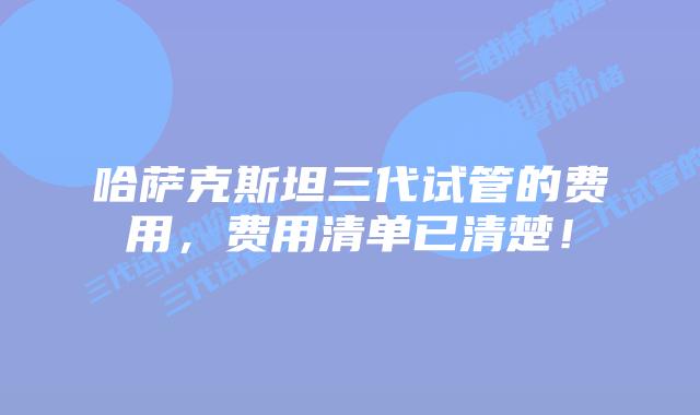 哈萨克斯坦三代试管的费用，费用清单已清楚！