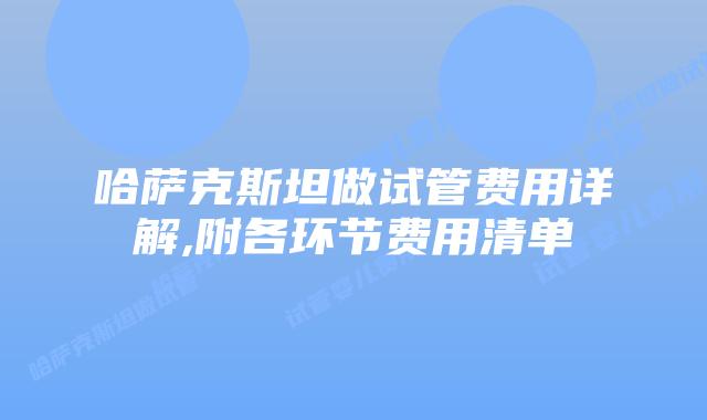 哈萨克斯坦做试管费用详解,附各环节费用清单