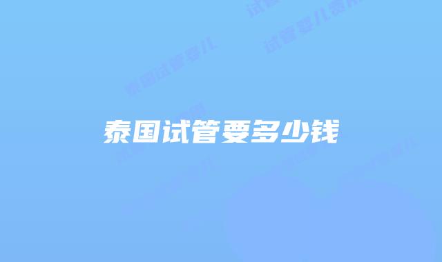 泰国试管要多少钱