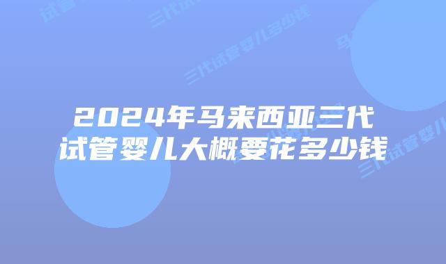 2024年马来西亚三代试管婴儿大概要花多少钱