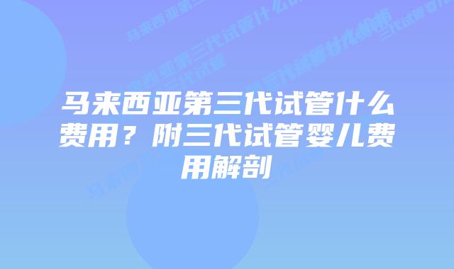 马来西亚第三代试管什么费用？附三代试管婴儿费用解剖