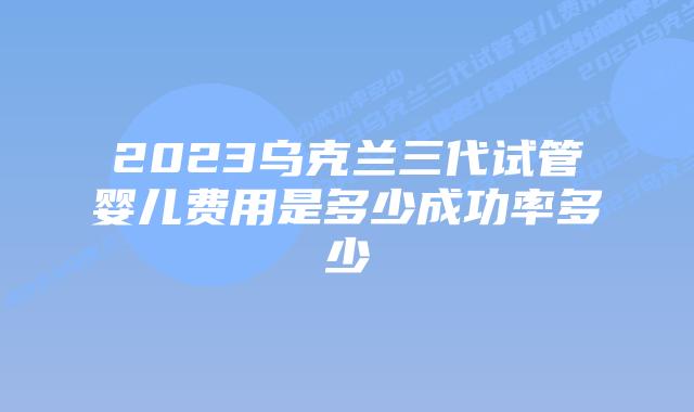 2023乌克兰三代试管婴儿费用是多少成功率多少