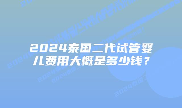 2024泰国二代试管婴儿费用大概是多少钱?
