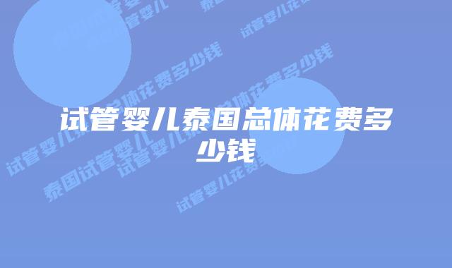 试管婴儿泰国总体花费多少钱