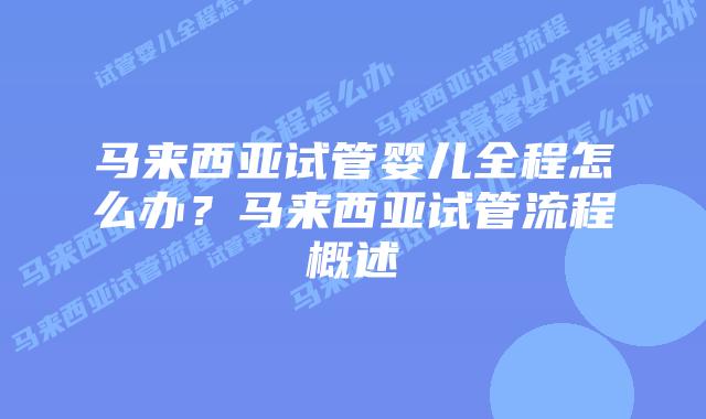 马来西亚试管婴儿全程怎么办？马来西亚试管流程概述