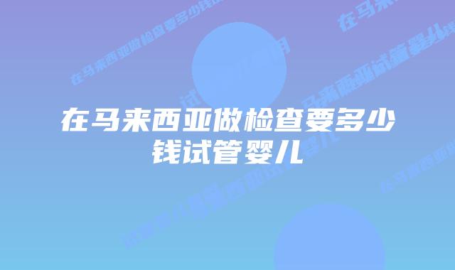 在马来西亚做检查要多少钱试管婴儿