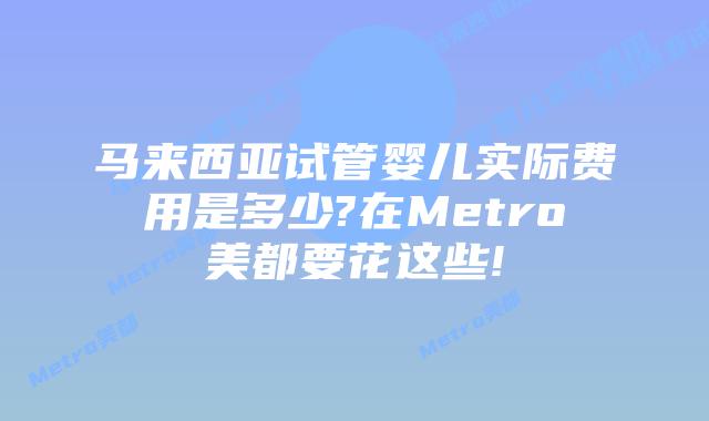 马来西亚试管婴儿实际费用是多少?在Metro美都要花这些!