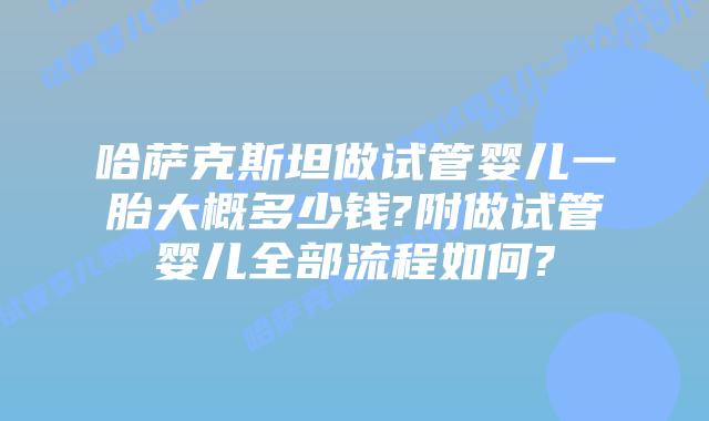 哈萨克斯坦做试管婴儿一胎大概多少钱?附做试管婴儿全部流程如何?
