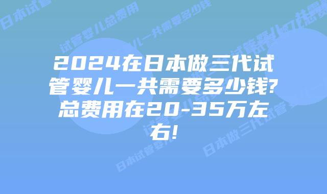 2024在日本做三代试管婴儿一共需要多少钱?总费用在20-35万左右!