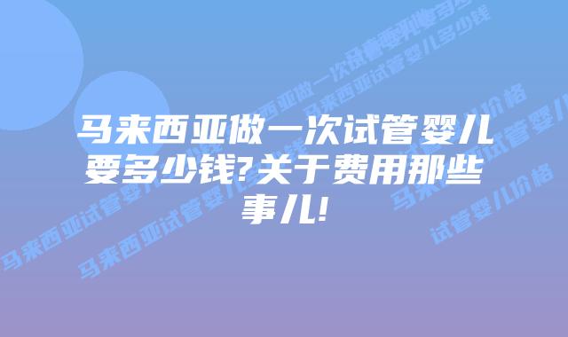 马来西亚做一次试管婴儿要多少钱?关于费用那些事儿!