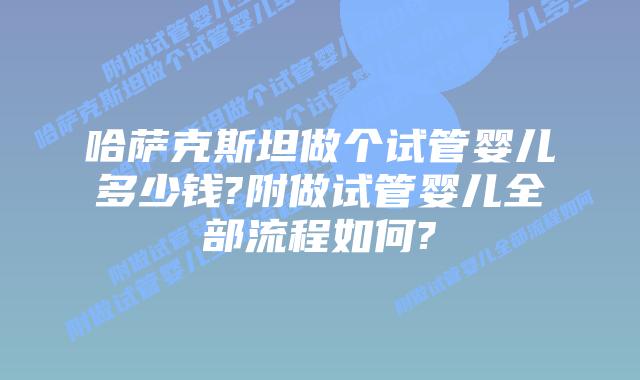 哈萨克斯坦做个试管婴儿多少钱?附做试管婴儿全部流程如何?