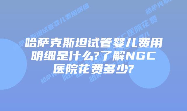 哈萨克斯坦试管婴儿费用明细是什么?了解NGC医院花费多少?