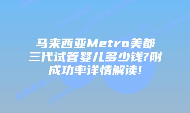马来西亚Metro美都三代试管婴儿多少钱?附成功率详情解读!