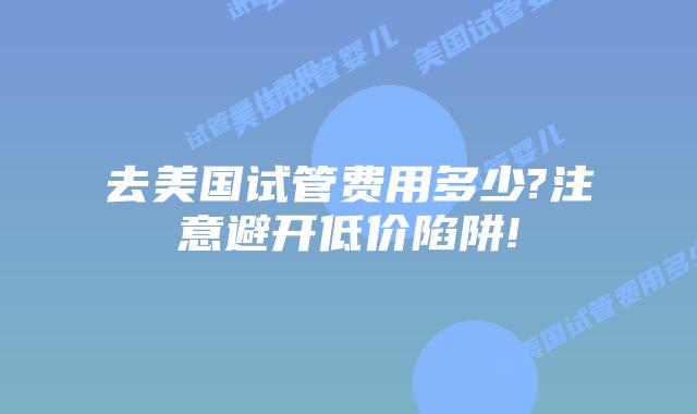 去美国试管费用多少?注意避开低价陷阱!