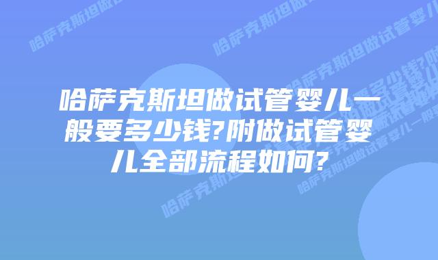 哈萨克斯坦做试管婴儿一般要多少钱?附做试管婴儿全部流程如何?
