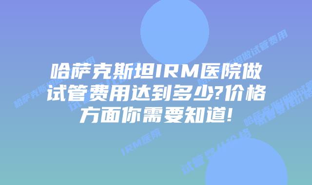 哈萨克斯坦IRM医院做试管费用达到多少?价格方面你需要知道!