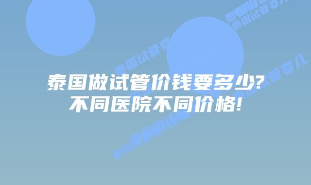 泰国做试管价钱要多少?不同医院不同价格!