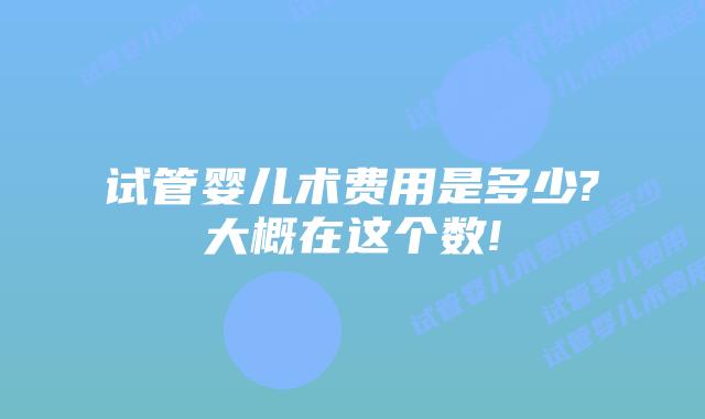 试管婴儿术费用是多少?大概在这个数!