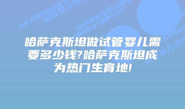 哈萨克斯坦做试管婴儿需要多少钱?哈萨克斯坦成为热门生育地!